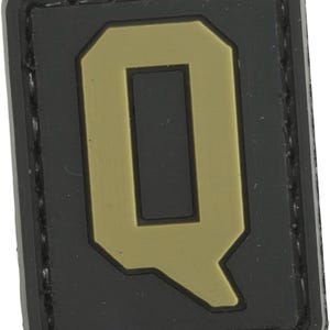 Patchmate Tactical PVC Rubber Letter Patch - Letter ‘Q’ - 1.3x1 Inch Tactical Hook & Loop Backed Patch