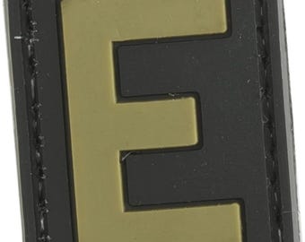 Écusson tactique à lettres en caoutchouc PVC Patchmate - Lettre « E » - Écusson tactique auto-agrippant 1,3 x 1 pouce