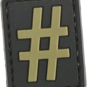Patchmate Tactical PVC Rubber Letter Patch - Symbol ‘#’ - 1.3x1 Inch Tactical Hook & Loop Backed Patch