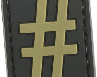 Patchmate Tactical PVC Rubber Letter Patch - Symbol ‘#’ - 1.3x1 Inch Tactical Hook & Loop Backed Patch