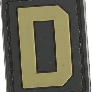 Patchmate Tactical PVC Rubber Letter Patch - Letra 'D' - 1,3 x 1 polegada Tactical Hook & Loop Backed Patch