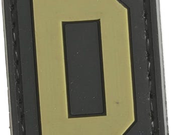 Patchmate Tactical PVC Rubber Letter Patch - Letter ‘D’ - 1.3x1 Inch Tactical Hook & Loop Backed Patch