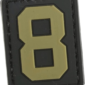 Patchmate Tactical PVC Rubber Letter Patch - Number ‘8’ #8 - 1.3x1 Inch Tactical Hook & Loop Backed Patch