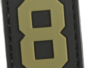 Patchmate Tactical PVC Rubber Letter Patch - Number ‘8’ #8 - 1.3x1 Inch Tactical Hook & Loop Backed Patch