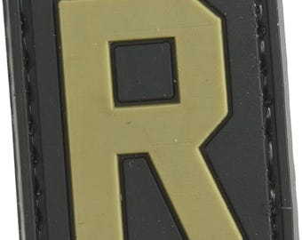 Écusson tactique à lettres en caoutchouc PVC Patchmate - Lettre « R » - Écusson tactique auto-agrippant 1,3 x 1 pouce