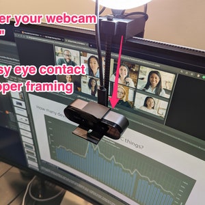 Easy video call eye contact and camera framing - Retractable eye-level monitor mount for your existing webcam
