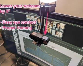 Easy video call eye contact and camera framing - Retractable eye-level monitor mount for your existing webcam