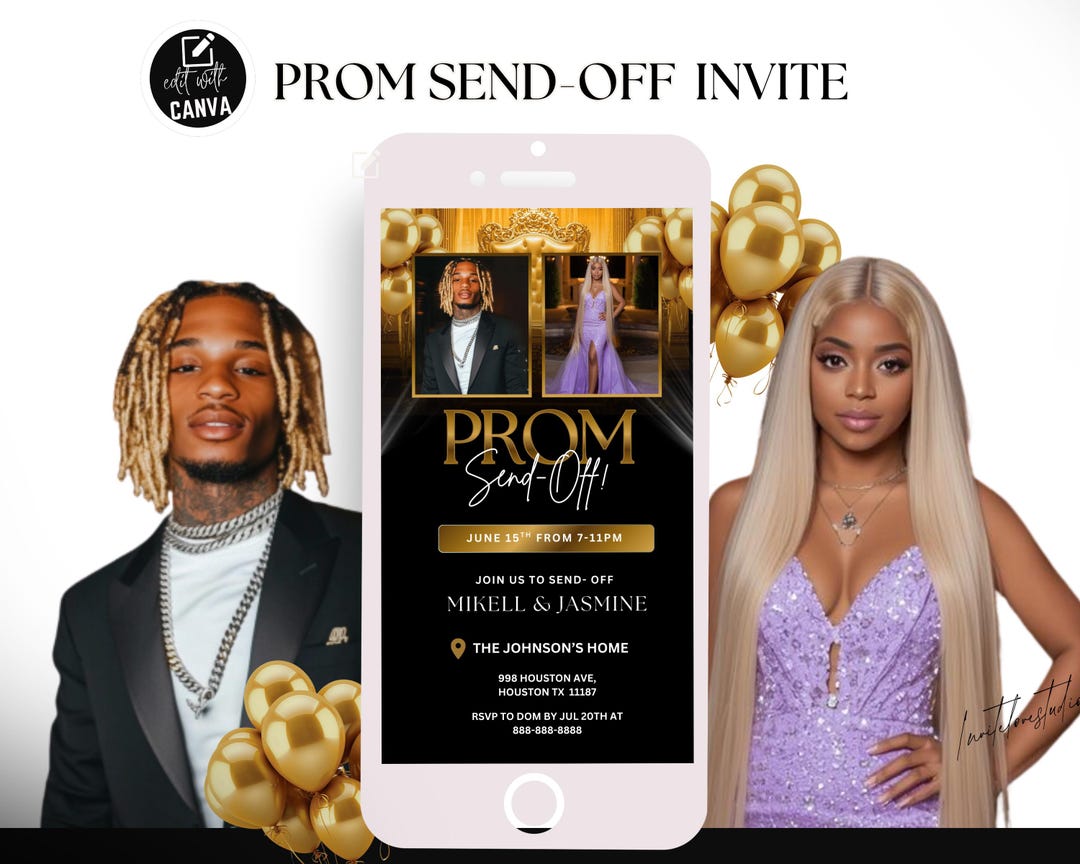 Prom Sendoff Template, Editable Double Prom Party Sendoff Invitation ...