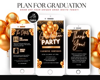 Digital Graduation Flyer Editable Grad Party Announcement Graduation Invitation Canva Graduation 2025 Template
