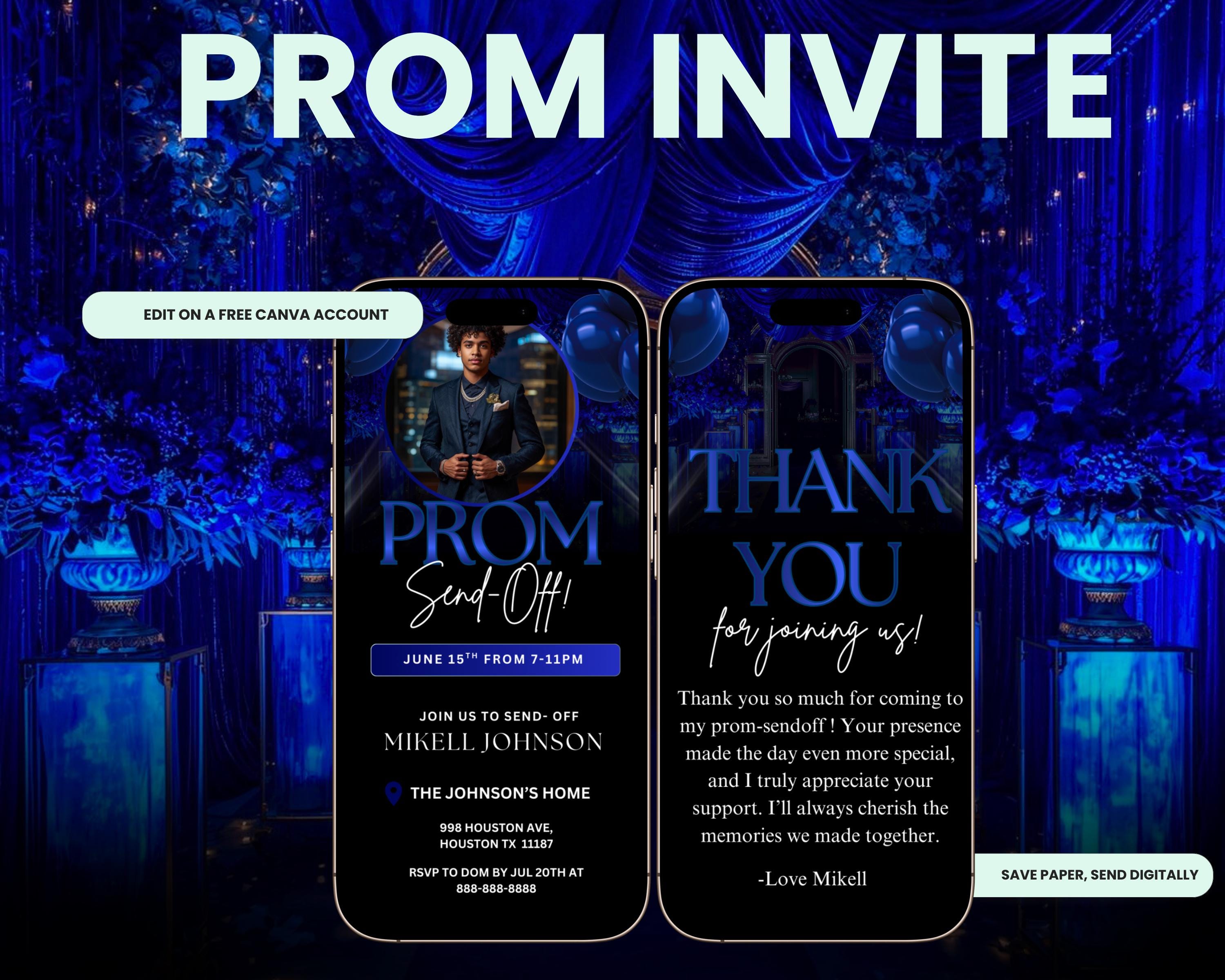 Digital Prom Sendoff Template, Editable Men Prom Party Sendoff ...