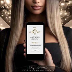 Nurse Graduation Announcement Nurse Pinning Ceremony Invitation Nursing Grad Template Graduation Invite Canva Editable Template Evite