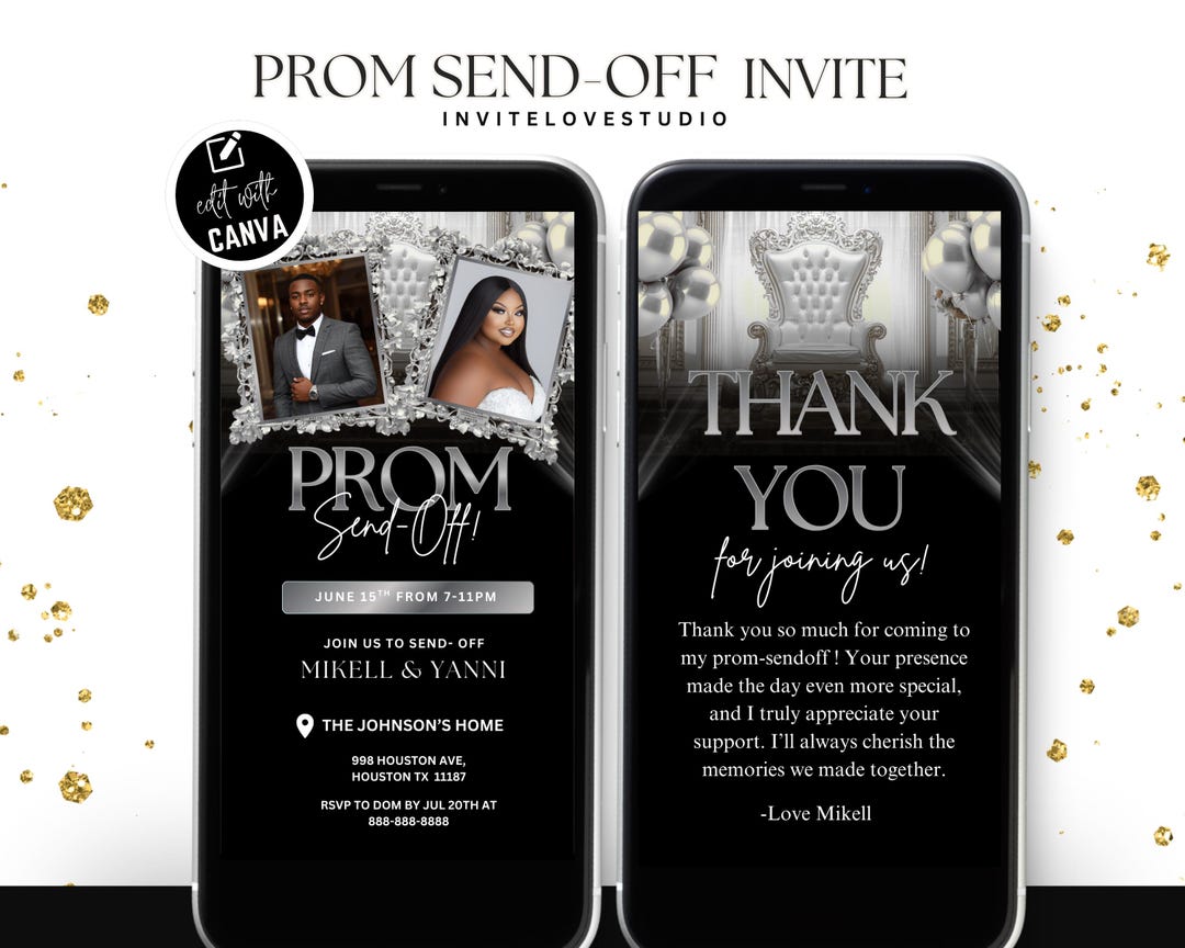 Prom Sendoff Template, Editable Prom Couple Party Sendoff Invitation ...