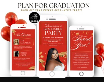 Digital Graduation Party Invitation, Editable Grad Announcement, Graduation Flyer, Animated Canva Graduation Party Template