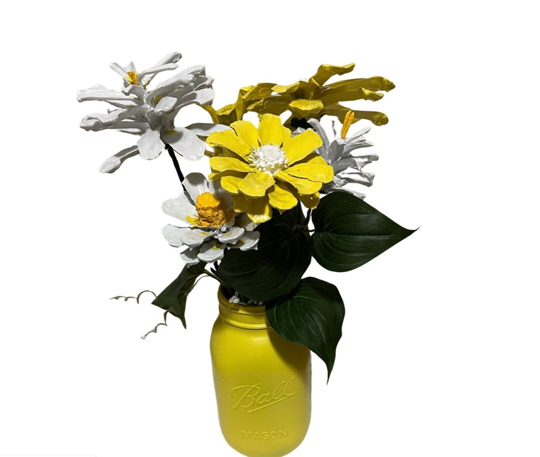 Daisy Pinecone Flower Bouquet Etsy