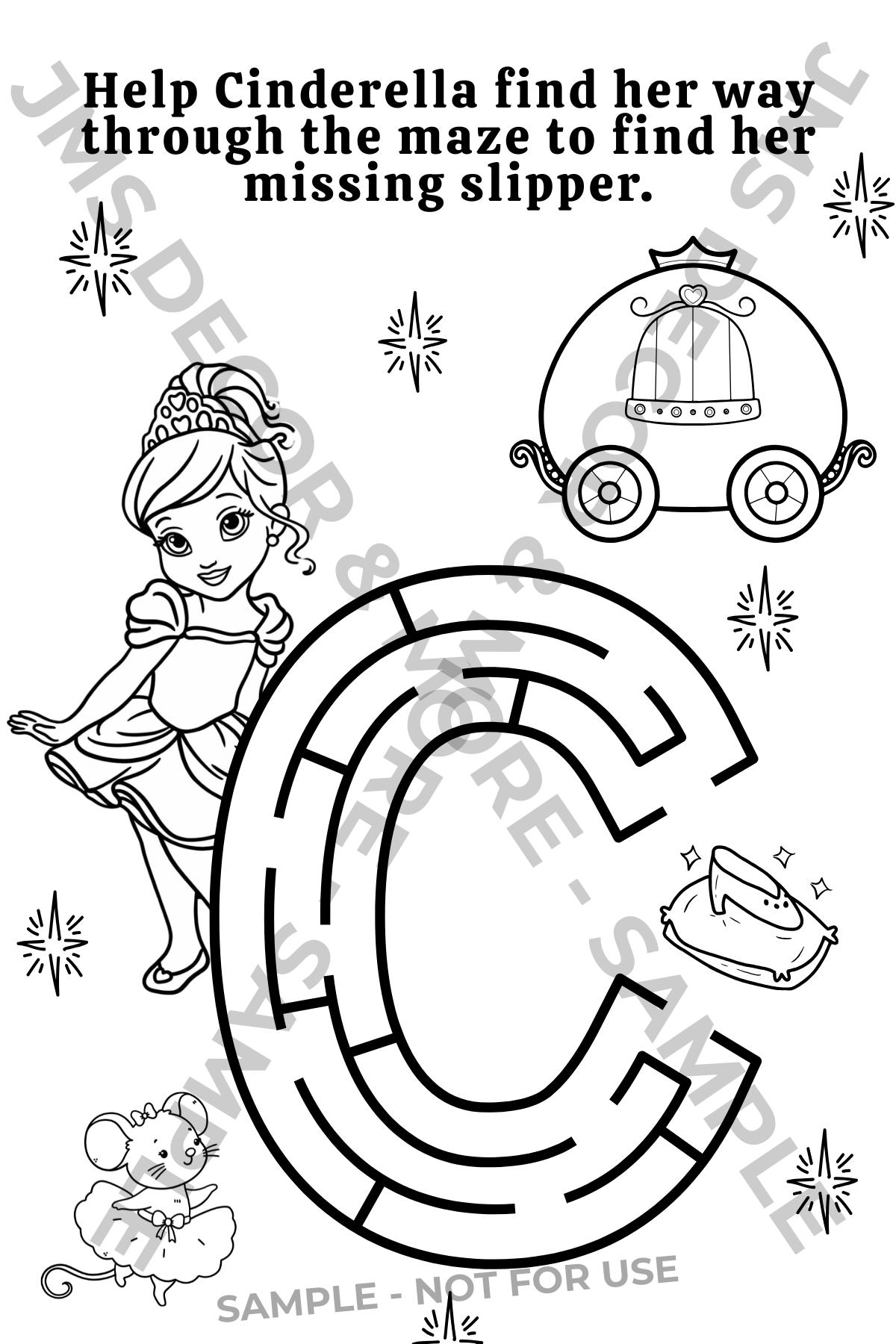 Princess Coloring Packet Princess Themed Coloring Sticker Pack Party Favor–personalized Princess ...