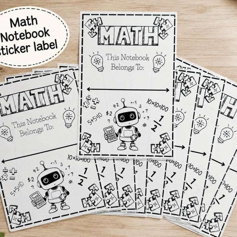 Math Notebook Labels - Etsy
