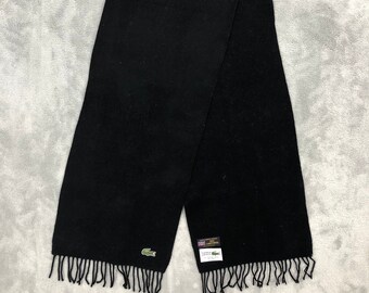 Vintage Lacoste Black Wool Muffler Scarf Lacoste Neck Scarf