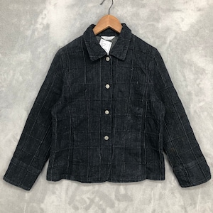 Vintage Ottimo Black Denim Jacket Women Jeans Jacket Checked Denim Japanese Brand Size M