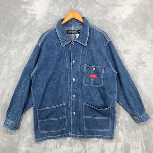 Vintage Denim Workwear Jacket Blue Jean Jacket Chore Work Jacket Big Pocket jacket Retro Classic Size L