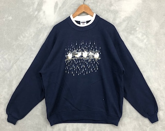 Vintage Bird Embroidered Crewneck Sweatshirt - Jerzees XL
