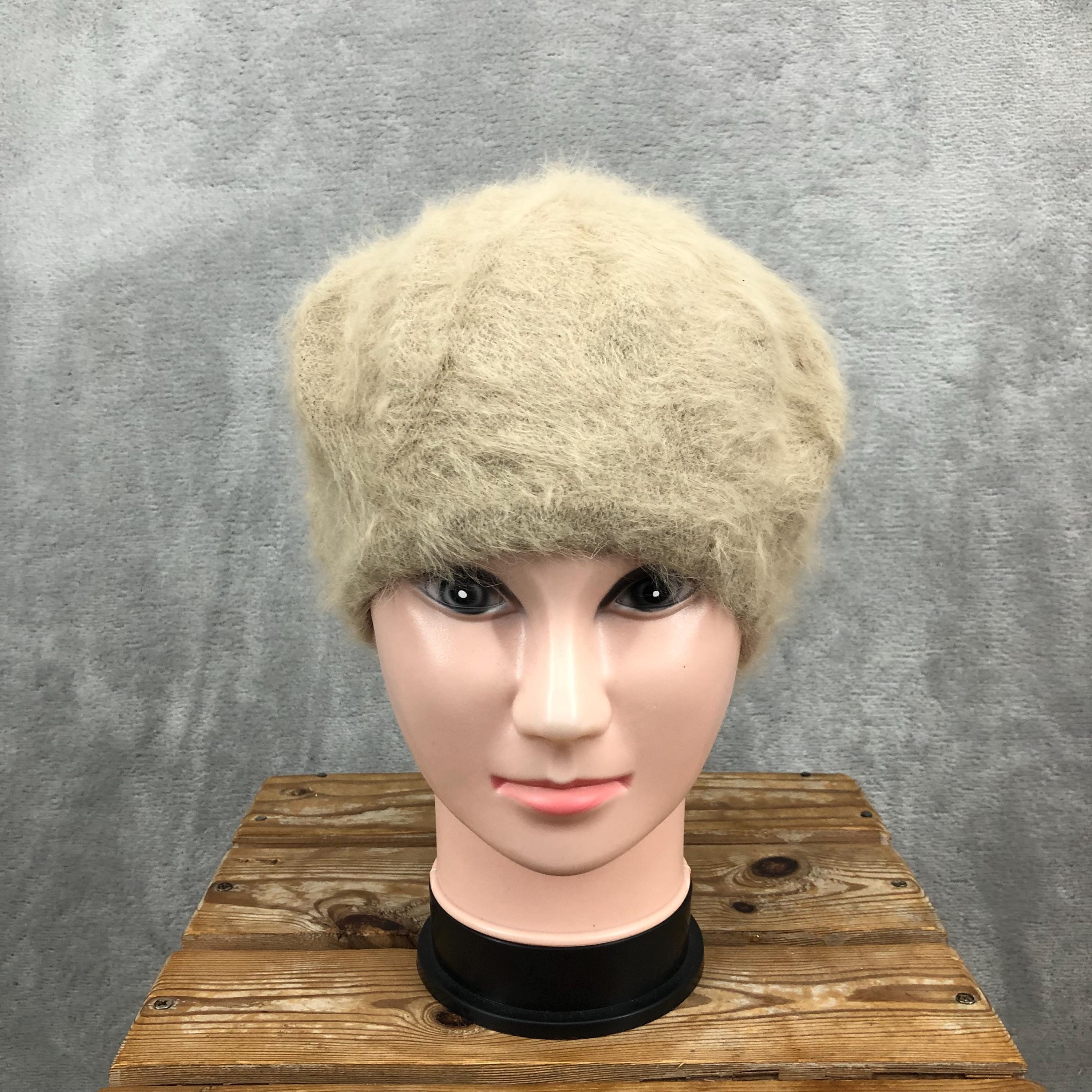 Vintage White Fuzzy Real Rabbit blend Beret Hat Cute Flower Warm Faux Rabbit Fur Beret Winter Beanie Hat Cap  main image 4