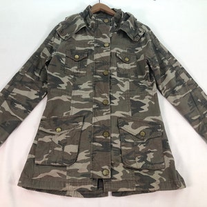 Vintage Camo Woodland Women Parka Jacket Camouflage Military Army Fashion Casual Outdoor Tactical Size M Women