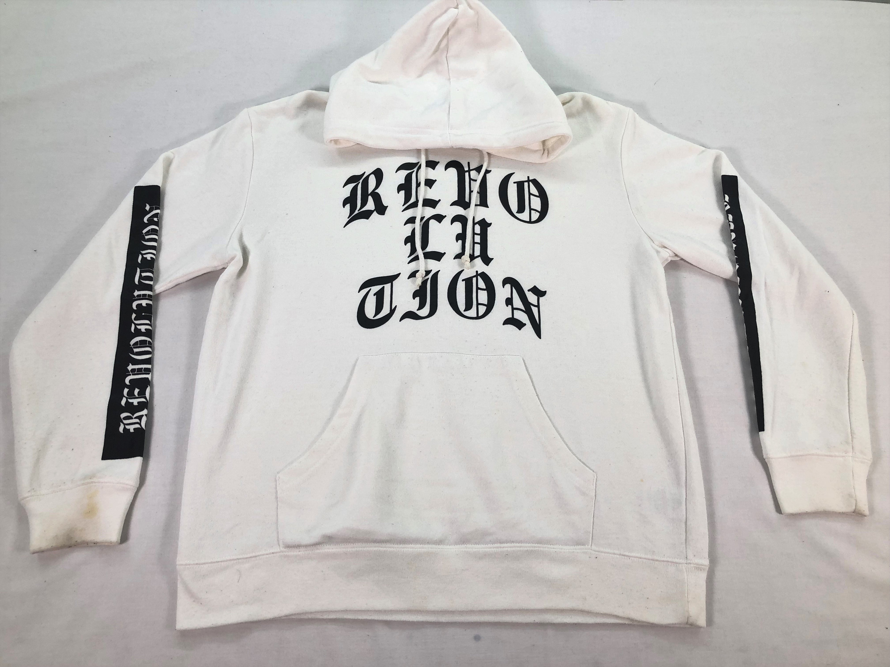 Japanese Brand Double Focus Hoodie, White Sweatshirt