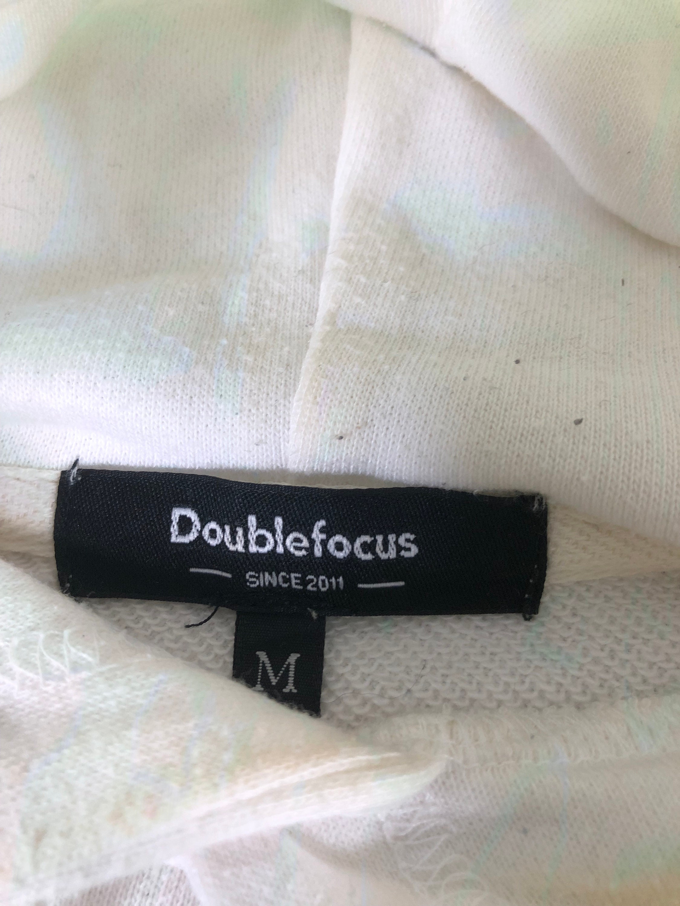 Japanese Brand Double Focus Hoodie, White Sweatshirt