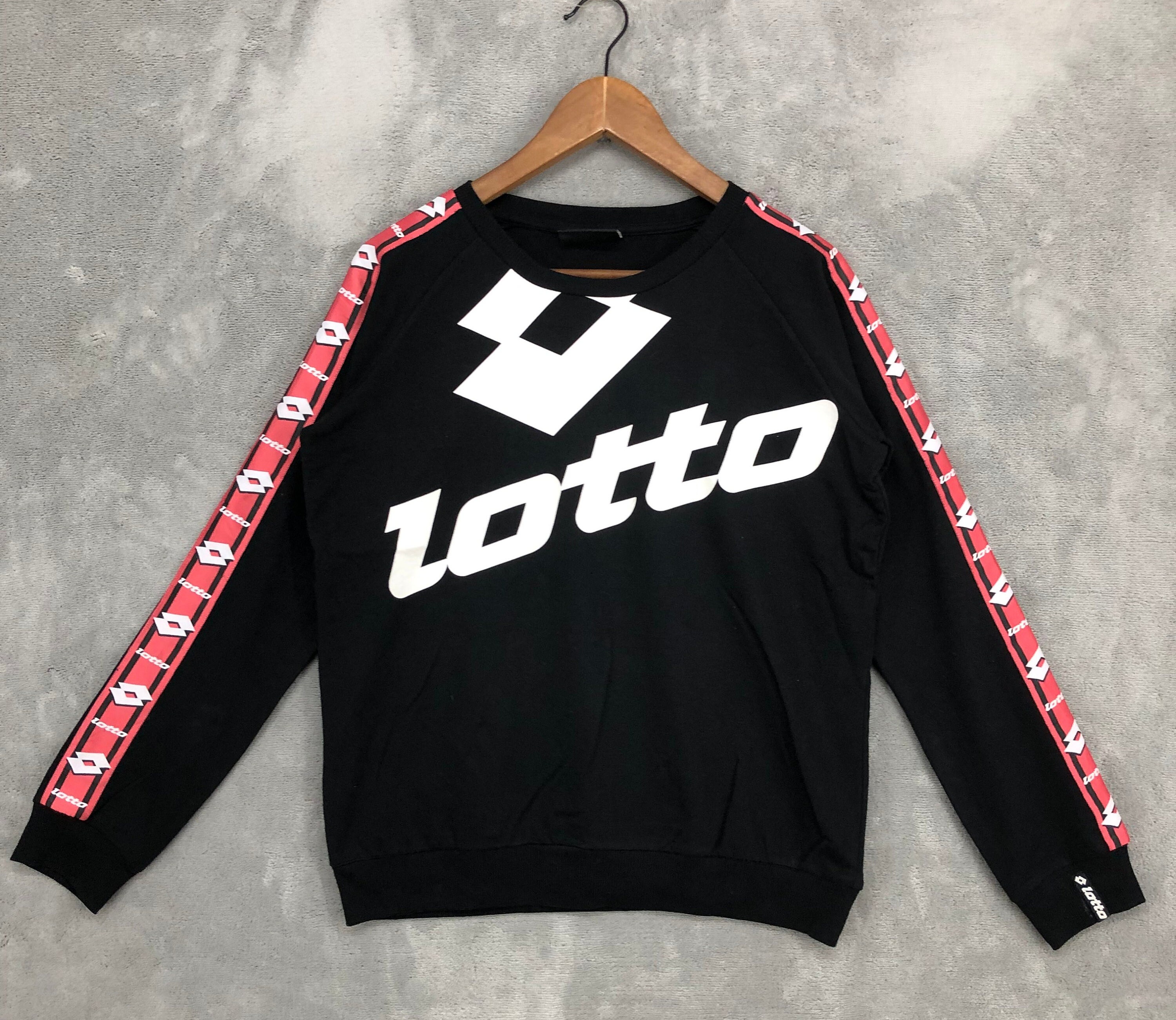 Lotto Side Tape Crewneck Sweatshirt Women Lotto Sport Sweater Lotto Black Jumper Sport Size M