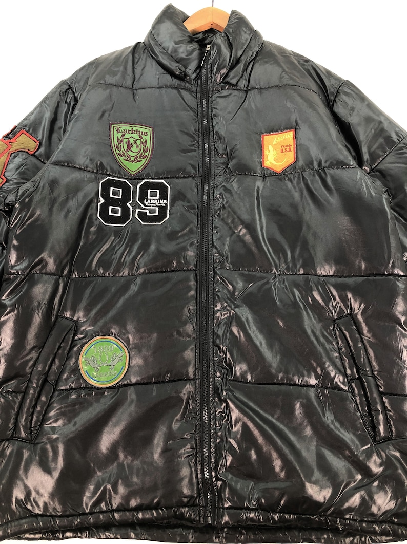 Vintage Larkins Patches Down Jacket Large Puffer Outdoor Snowboard