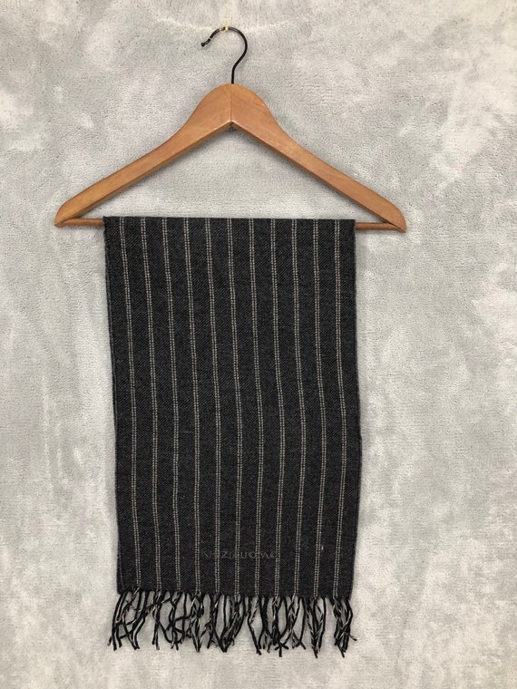 Sciarpa vintage Krizia Uomo Lambswool a righe, sciarpa scaldacollo