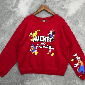 Mickey e amigo moletom Mickey Mouse gola redonda vermelho suéter Disney estampa de desenho animado presentes unissex tamanho M