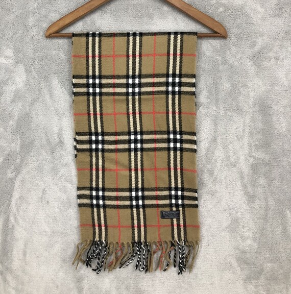 Vintage Burberry Brown Lambswool Checkered Scarf Muffler Burberrys Wool Neck Scarf Neck Warmer Designer Scarf Luxury Gifts Men Women Etsy