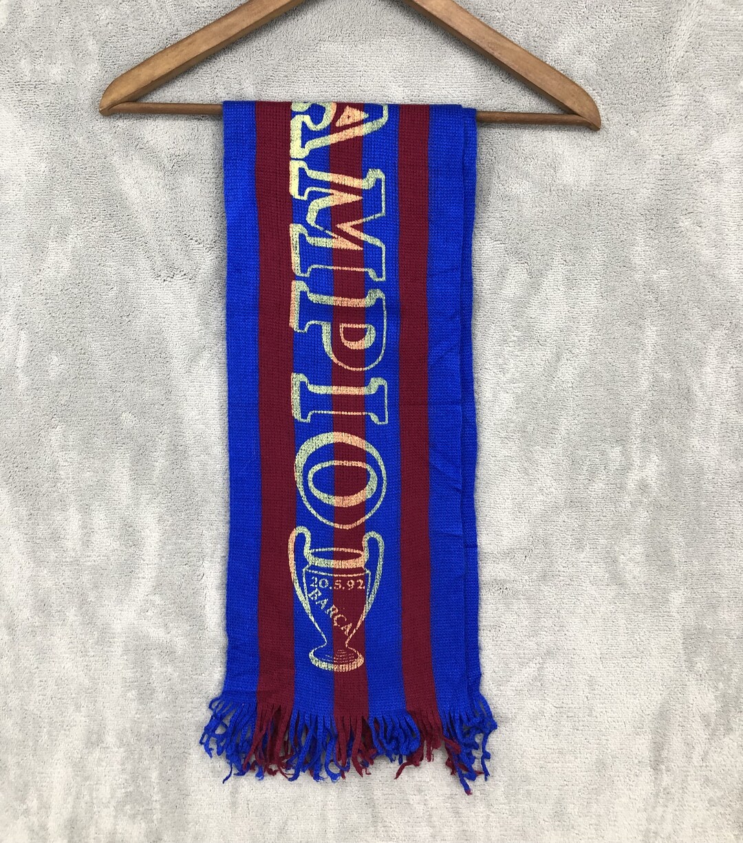 【vintage FC Barcelona football scarf】 FC Barcelona Team Football Soccer Fan Rally Scarf Fringe