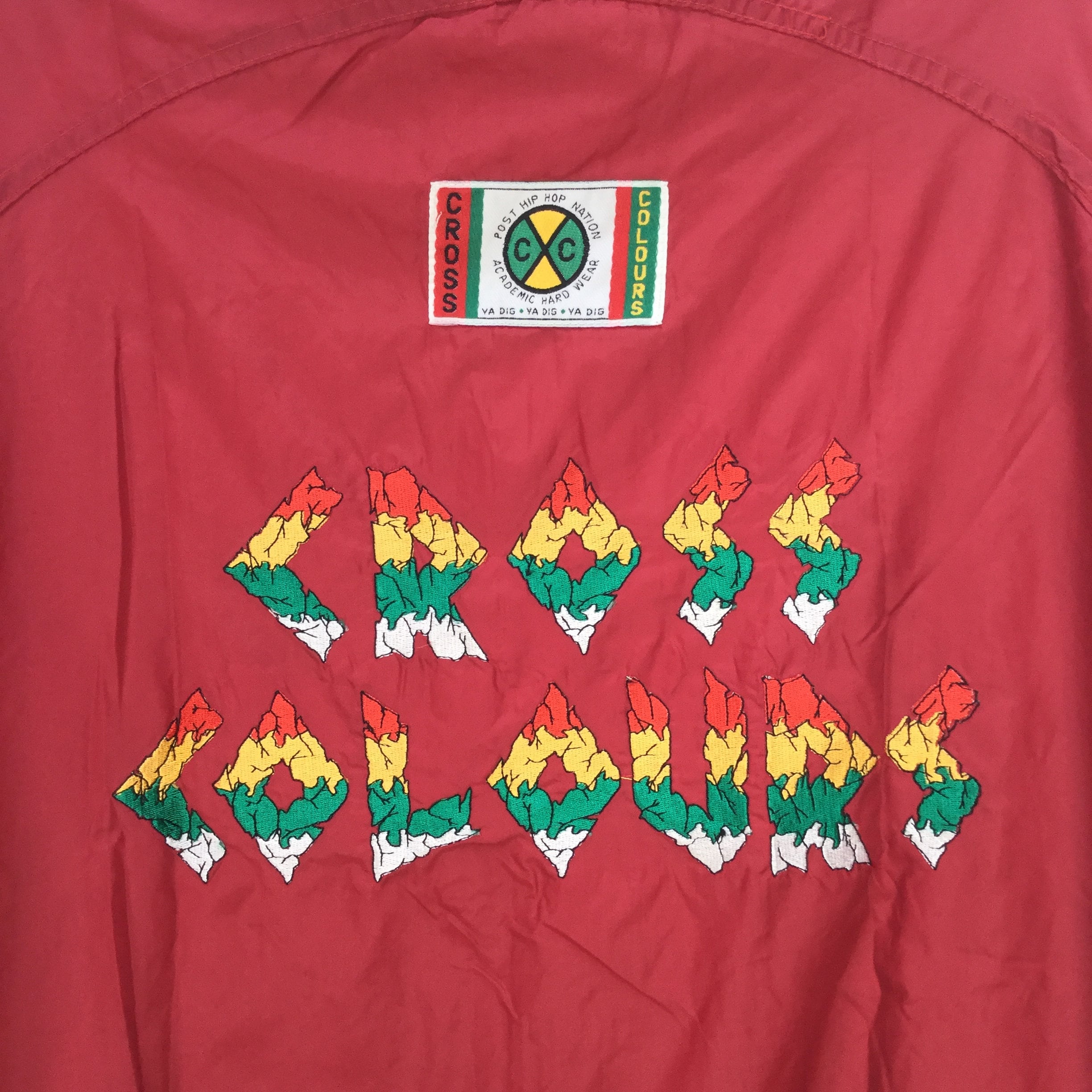 Vintage 90s Cross Colours Hidden Hood Windbreaker Jacket Embroidered ...