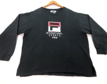 Vintage FILA Logo Sweatshirt,Fila crewneck, Fila pullover sweater,Fila black, Unisex Medium size