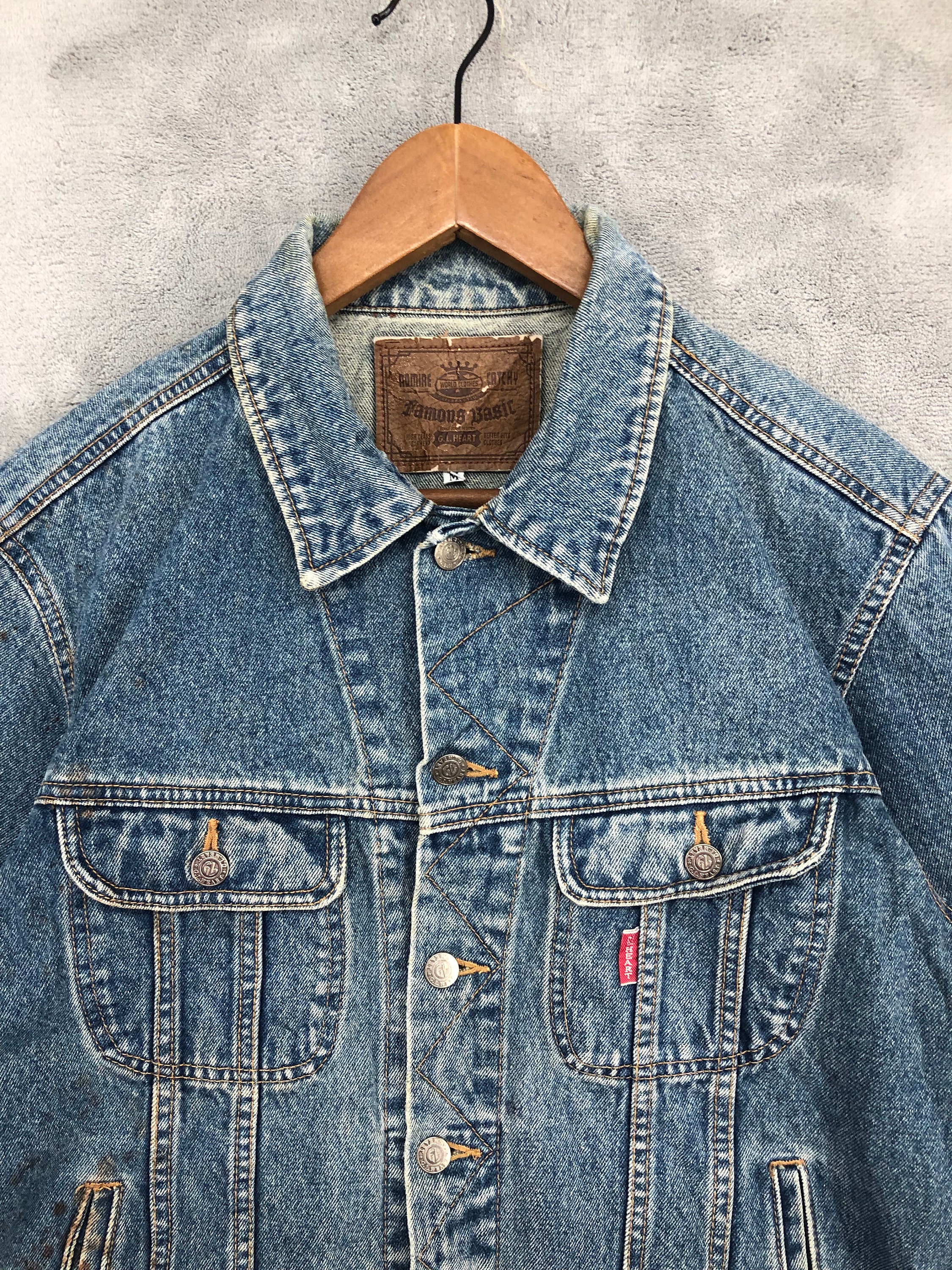 Vintage 90s Denim Trucker Jacket: Faded Blue Jean Jacket, Size M