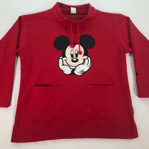 Vintage Mickey Mouse Pullover Sweatshirt Mickey Unlimited Sweater Red Patches Disney Mickey Jumper  Unisex Size M