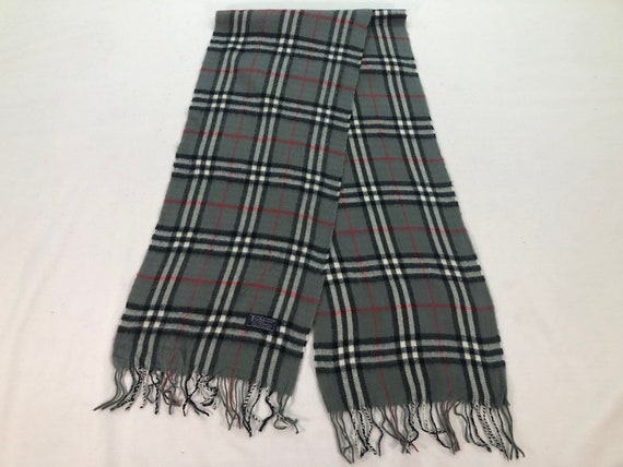 Burberry Grey Classic Check Vintage Scarf Muffler… - image 1