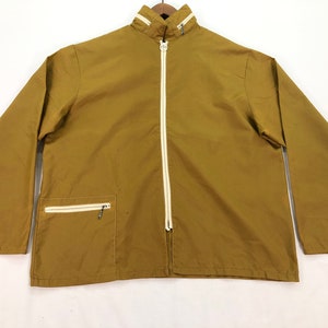 Vintage 80er Jahre Weather Jack von Ely & Walker Windbreaker Großer Talon Reißverschluss Braune leichte Jacke Sportbekleidung Polyester Größe L