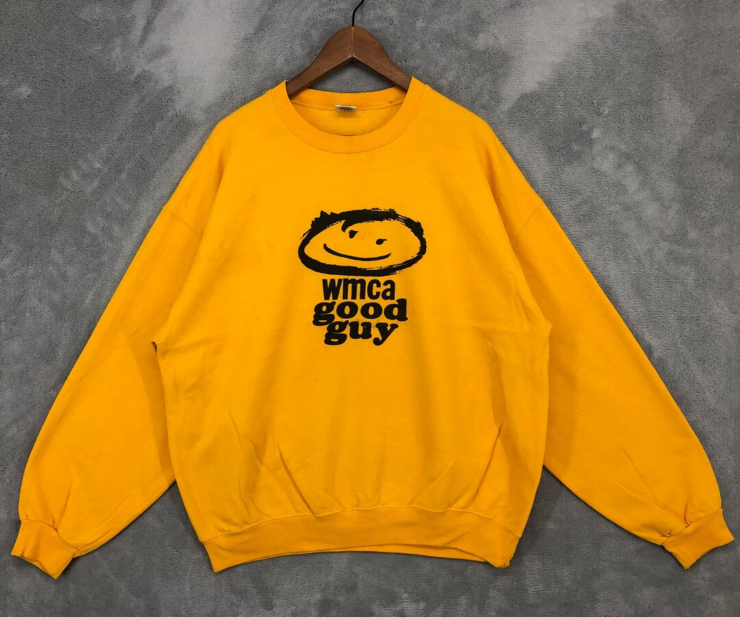 Vintage Wmca Good Guy Sweatshirt Yellow Crewneck Retro Classic Print