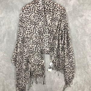 Michel Klein Leopard Scarf Shawl  Neck Scarf  Animal Pattern Scarf Designer Scarves  Retro Classic Fashion Women