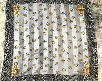 Vintage Leopard Pattern Scarf Shawl Head Scarf Muffler Neck Scarf Foulards Animal Print Scarves Luxury Gifts Men Women