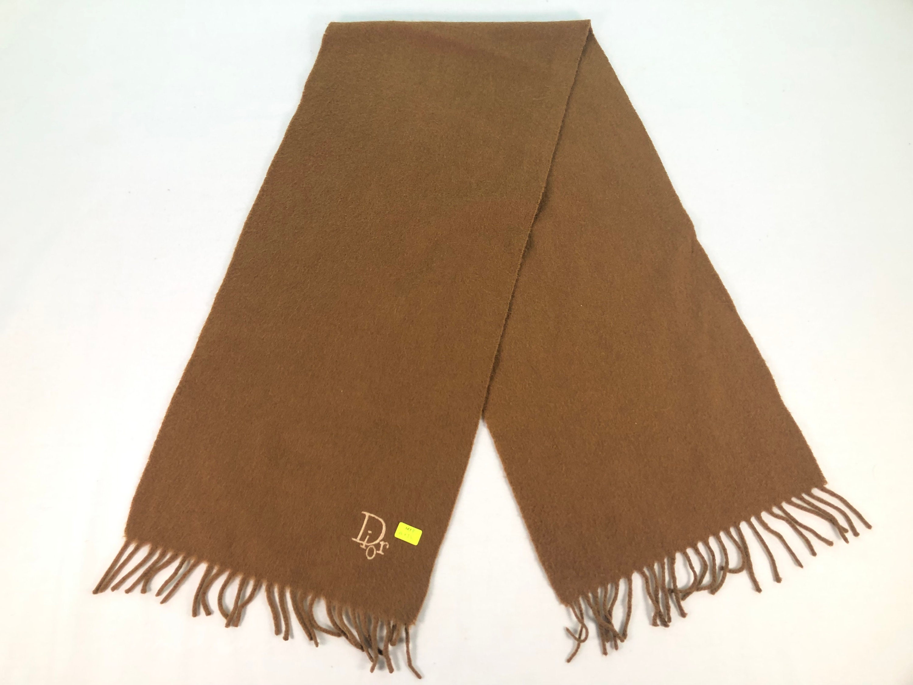 Vintage Christian Dior monogram silk & wool reversible scarf brown & tan