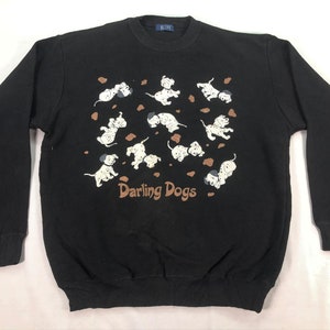 Pull ras du cou vintage Darling Dog petit pull noir dessin animé animalier dessin animé unisexe taille S