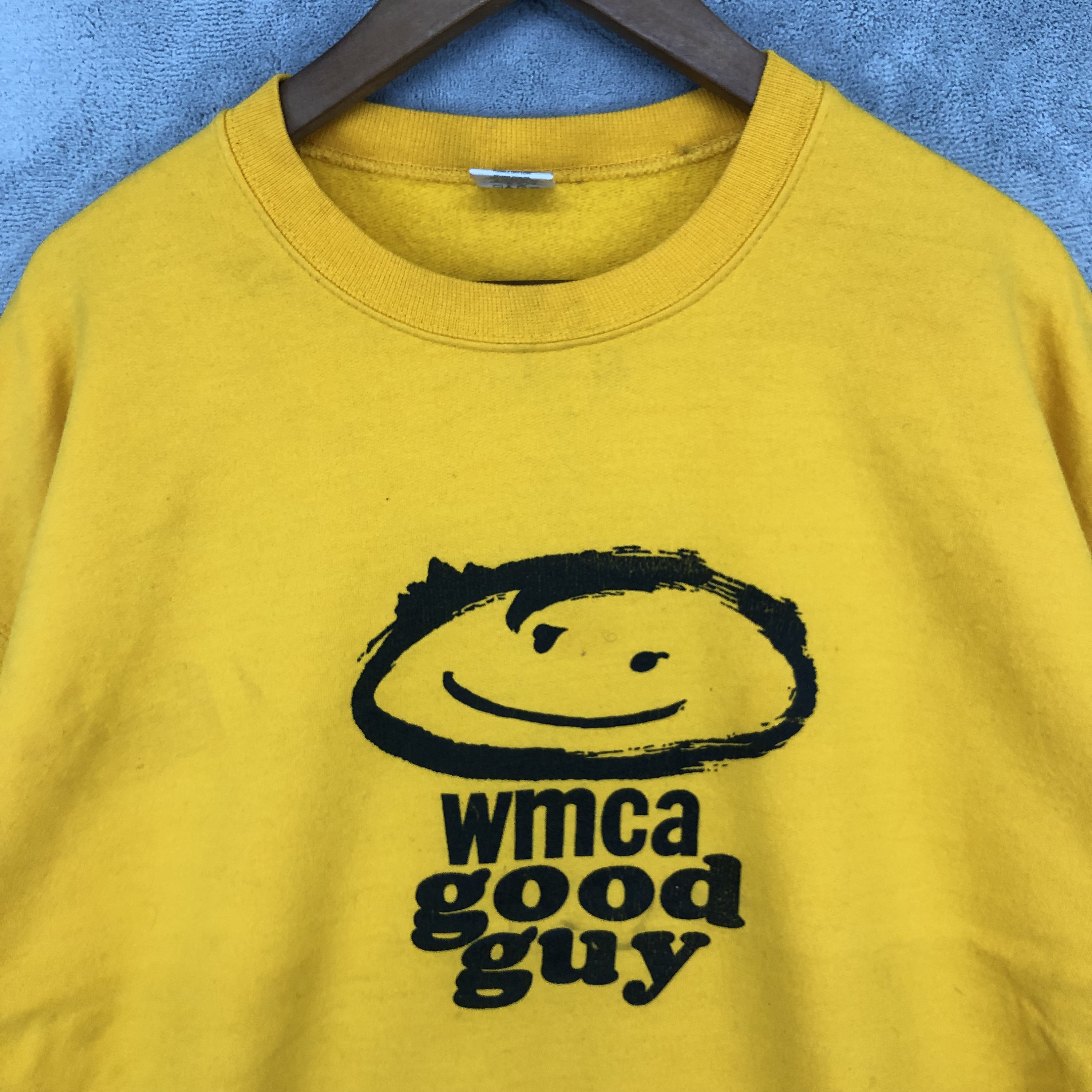 Vintage Wmca Good Guy Sweatshirt Yellow Crewneck Retro Classic Print
