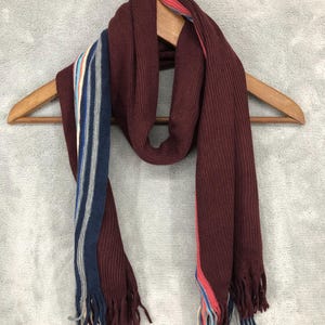 Vintage Hiroko Koshino Scarf Muffler Neck Scarf Neck Warmer Neckwear Wool Designer Multicolor Striped Casual Luxury Winter Unisex