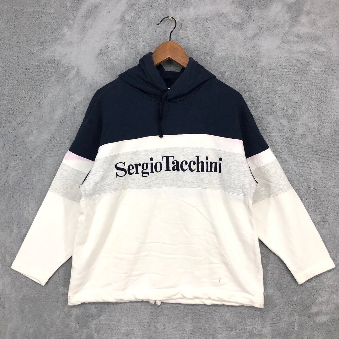 ウェア SERGIO TACCHINI VINTAGE TENNIS SWEATER Vintage Sergio Tacchini Hoodie: Embroidered Logo Pullover, Size S