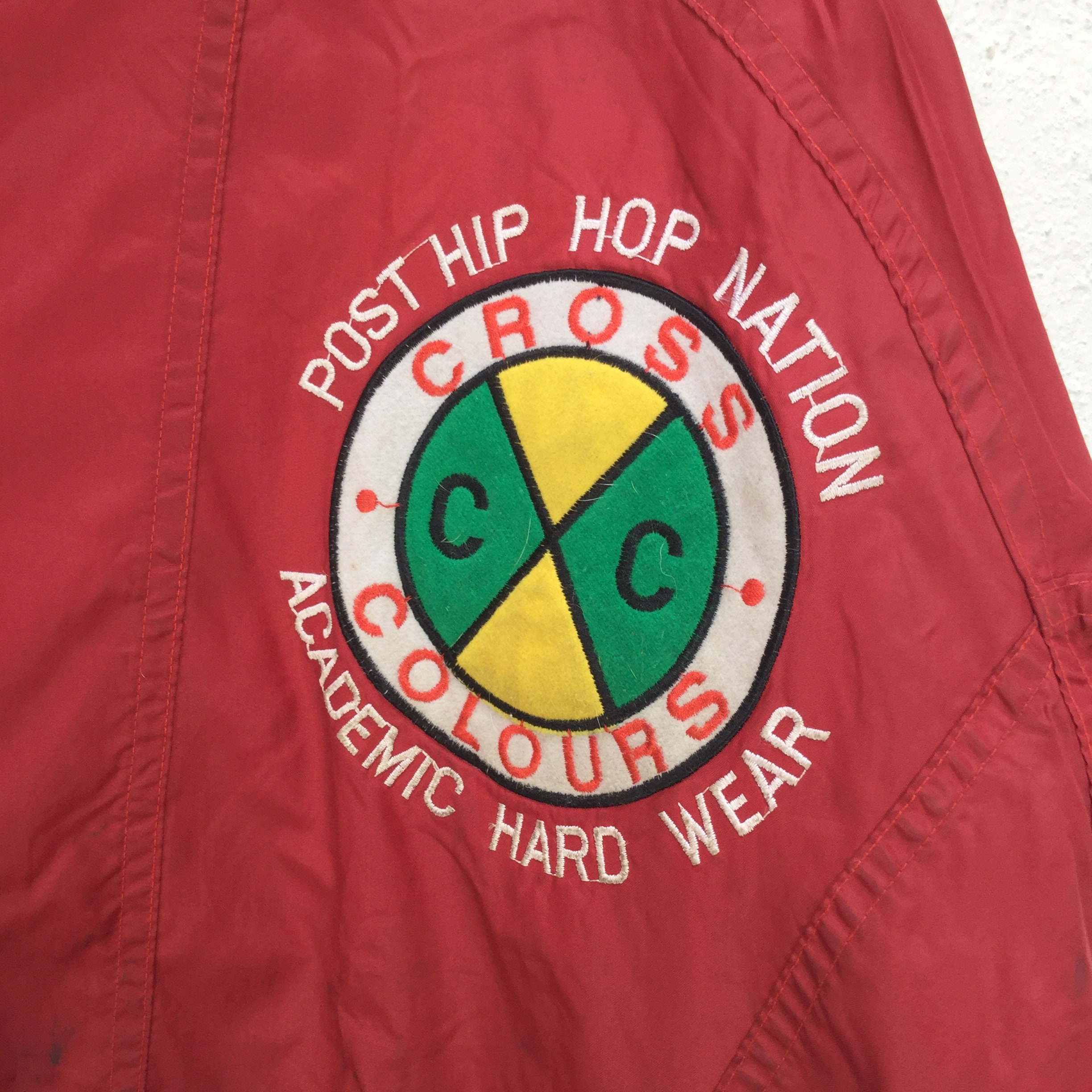 Vintage 90s Cross Colours Hidden Hood Windbreaker Jacket Embroidered ...