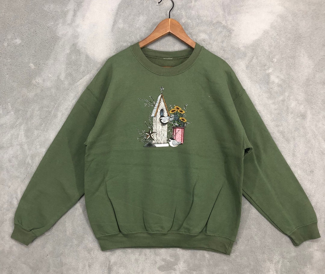 Vintage Bird Sweatshirt Bird Crewneck Bird Graphic Pullover Sweater